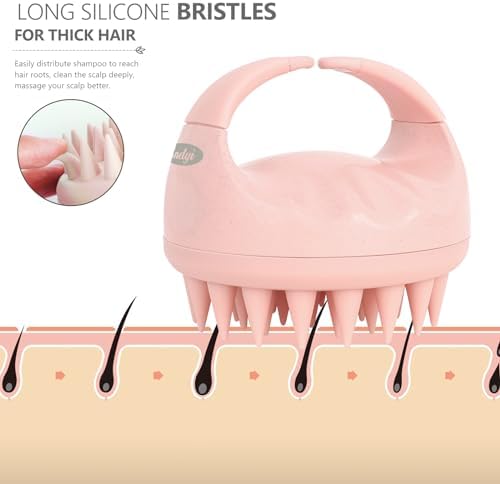 Sndyi Scalp Massager Shampoo Brush, Scalp Scrubber with Soft Silicone Bristles, Scalp Exfoliator for Dandruff Removal, Scalp Massager for Hair Growth, Wet Dry Hair Brush for Scalp Care, Pink