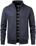 Men's Knitted Cardigan Sweater Fleece Lined Knitwear Stand Collar Jumper Full Zip Outerwear Thin Jacket