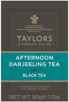 Taylors of Harrogate Afternoon Darjeeling, Black Tea, Individually Wrapped Bags 20 Count (Pack of 1), Delicate, Sweet & Floral, Caffeinated, Enjoy Hot or Iced, 20 Teabags