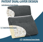 TANYOO Lumbar Support Pillow for Recliner Chair with Headrest, Dual-Layer Large Back Pillow for Deep Couch & Sofa, Memory Foam Lower Back Support Cushion Set for Sciatica Relief Dark Grey