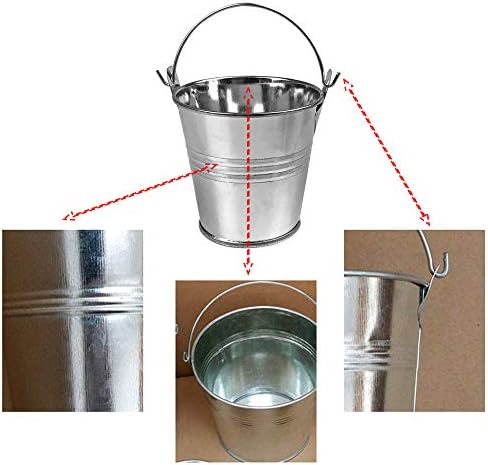 12 Pack Mini Metal Buckets Small Metal Pail Tinplate Tin Pails Containers with Handles for Party Favors and Garden Decorations (Silver)