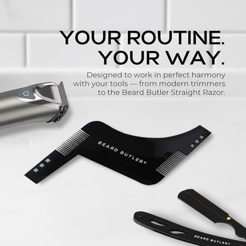 Beard Butler® ‘The Original’ Beard Shape Up Tool for Men – Precision Beard Template & Lineup Tool – Achieve Sharp Edges, Clean Lines & Perfect Symmetry – Shaping Guide for Jawline & Neckline