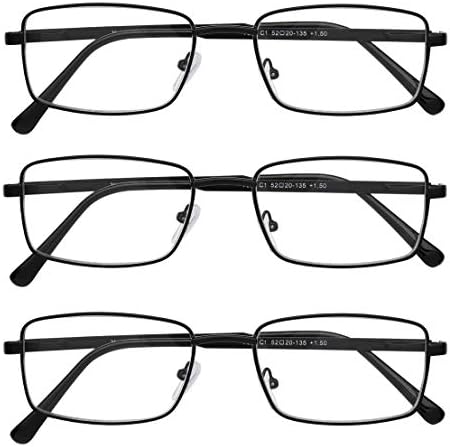Success Eyewear Reading Glasses Set of 3 Metal Full Rim Glasses for reading for Men and Women