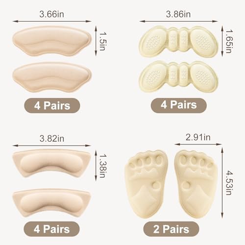 14 Pairs Premium Heel Grips for Men and Women, Heel Pads for Shoes that are Too Big, Self-Adhesive, Inserts for Loose, Heel Filler Cushions Improved Shoe Fit and Comfort.