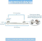 24” Skyline Grab Bars for Shower in 1.25” Dia | ADA Handicap Grab Bars for Wall in Polished Chrome Finish | Made from 304 Stainless Steel & Holds up to 500 lbs