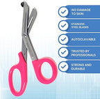 HTI Trauma Shears 7.25" All-Purpose Stainless Steel Paramedic, ER Nurse, EMT, EMS, First Responder Tactical Scissors with Serrated Blade for Outdoor Camping Rescue Tool (Hot Pink Handle)