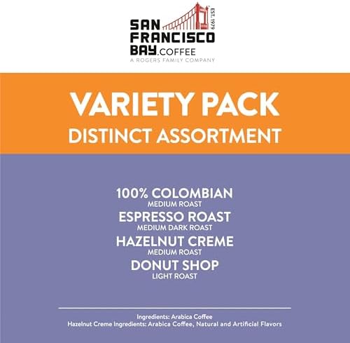 San Francisco Bay Compostable Coffee Pods - Assorted Variety Pack (80 Ct) K Cup Compatible including Keurig 2.0, Donut Shop, Colombian, Hazelnut, Espresso