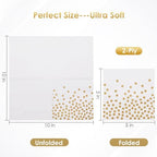 100 Pcs White Cocktail Napkins for Party,Disposable White beverage Napkins for Bar Wedding Birthday(Not gold leaf polka dots)