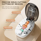 Pill Cutter Splitter for Small and Tiny Pills, Professional Adjustable Pill Cutter with Stainless Steel Blade, Precise Cuts into 1/2, 1/3, 1/4, Portable Travel Sized Design for All Tablet (Black)