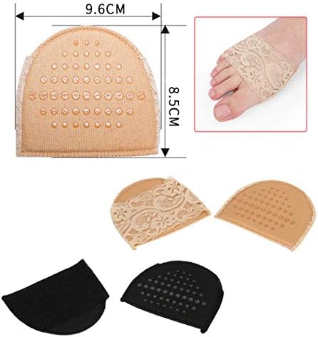 3 Pairs Lace Invisible Forefoot Pad, Women Anti-Slip Peep Toe Half Socks Cushion