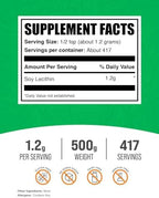 BulkSupplements.com Soy Lecithin Powder - Lecithin Supplement, Nutritional Supplement, Food Grade - Gluten Free, 1.2g per Serving, 500g (1.1 lbs) (Pack of 1)