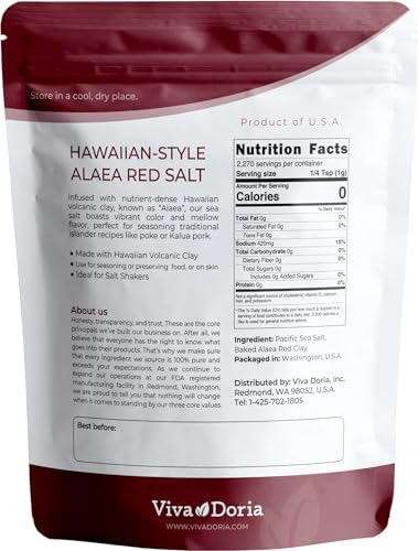 Viva Doria Hawaiian Red Alaea Sea Salt, Fine Grain, 5 lb