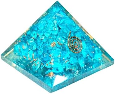 Jet International Men's Exquisite A++ Feroza Blue Chakra Orgone Pyramid Crystal Gemstones Copper Metal Mix Rare Healing Positive Energy Tetrahedron Sacred Onyx Geometry Memory Concentration Meditation
