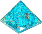 Jet International Men's Exquisite A++ Feroza Blue Chakra Orgone Pyramid Crystal Gemstones Copper Metal Mix Rare Healing Positive Energy Tetrahedron Sacred Onyx Geometry Memory Concentration Meditation