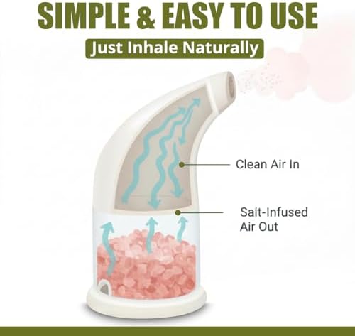 Natural Solution Ceramic Pink, Cleans The Respiratory System Great for Allergy, Asthma Relief, and Other Respiratory Conditions , Salt Inhaler, 1 Count