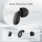 Jayine 2 Pairs Ear Plugs for Sleeping, Soft Full Silicone Ear Plugs for Noise Reduction 25dB, Reusable Hearing Protection Earplugs for Concert, Focus, Noise Sensitivity, 8 Ear Tips in S/M/L - Black