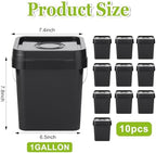 Suzile 10 Pcs Food Grade Square Bucket with Lid 1 Gallon Plastic Bucket 4.5L Utility Industrial Pail with Handle Container for Food Oil Tub Water Fishing Paint House Cleaning Car Washing (Black)
