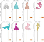 Rsstarxi 24 Pack Mermaid Theme Birthday Cupcake Toppers Glitter Princess Castle Girl Birthday Cupcake Picks for Princess Mermaid Theme Baby Shower Girl Birthday Party Cake Decorations Multi