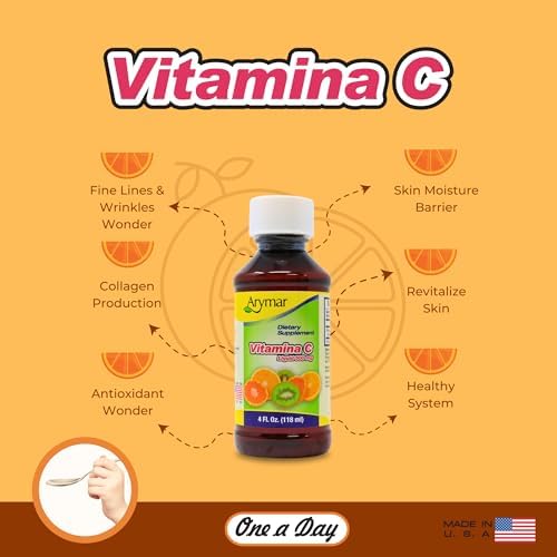 Arymar Vitamin C for Adults, Immune Support, Antioxidant, Orange Flavor (4 Fl Oz/Pack of 1)