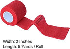 15 Pack Cohesive Wrap 2 Inch x 5 Yards Self Adherent Vet Tape for Pets, Elastic Self Adhesive Bandage Wrap for Sports, Finger, Wrist, Ankle (Red)