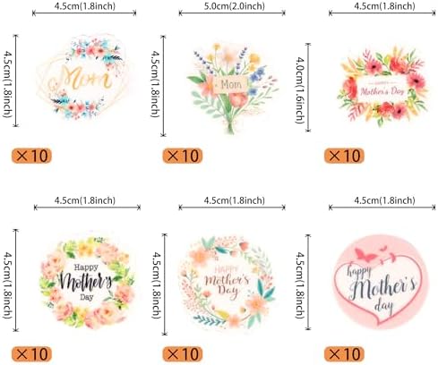 60 PCS Edible Happy Mother's Day Cupcake Toppers Wafer Paper Best Mom Cupcake Picks Edible Flowers Love Mother Cake Decorations for Happy Mother's Day Women Birthday Party Food Decorations Supplies