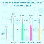 200 Count Interdental Brushes Between Teeth for Braces, Orthodontic Flossers Brush Cleaner, Dental Teeth Braces Cleaning Tools Kit