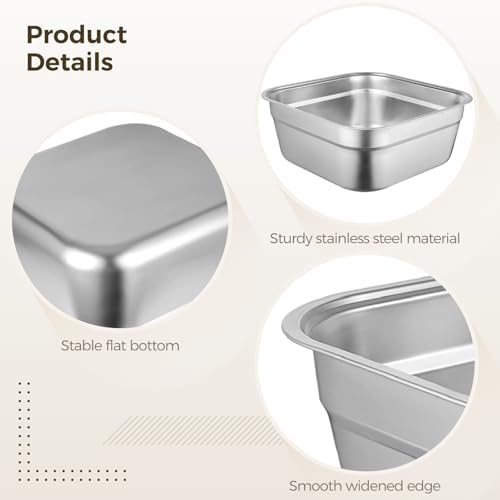 Stainless Steel Washing Basin, Versatile Sink Dish Tub, Large Square Kitchen Container, Vegetable Cleaning Bowl, Sturdy Dishpan for Home Use