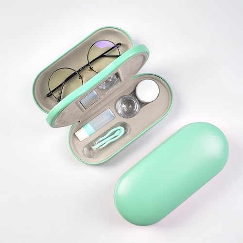 Eyeglass Case Double Sided Travel Size Cute Portable Contact Lens Box 2 in 1 Multifunction With Tool for Daily Outdoor Office