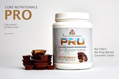 Core Nutritionals Pro Sustained Release Protein Blend, Digestive Enzyme Blend, 25G Protein, 2G Carb, 27 Servings (Chocolate Peanut Butter)