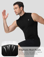 Roadbox Men's Compression Tank Top, Mock Turtleneck Sleeveless Shirt, Fitted Athletic Base Layer for Gym Workout