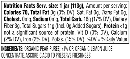 HAPPY BABY Organic Stage 1 Pears, 4 OZ