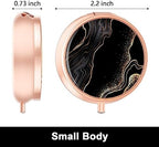 Rouidr Pill Box, 3 Compartment Medicine Pill Case, Small Metal Travel Medicine Box for Purse & Pocket, Rose Gold, Luxury Black Marble