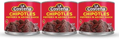 La Costeña Chipotle Peppers in Adobo Sauce - Smoked Spicy Peppers Chipotle in Adobo Sauce - Mexican Food, Taco, Enchiladas & Salsa - Hot Pickled Vegetables - 12oz, 3 Pack Canned Vegetables