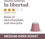 G GRANA Coffee Pods, Compatible with Nespresso OriginalLine, 20 Pack, Medium-Dark Roast, USDA Organic 100% Arabica Single Source Specialty Coffee, Compostable Single Serve Capsules, La Libertad
