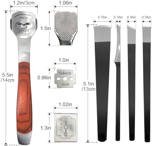36 Pcs Callus Shaver for Feet Set, Foot Callus Shaver, (1 Stainless Foot File &1 Foot File Heads & 4 Pedicure Knife & 30 Replacement Slices Blades)