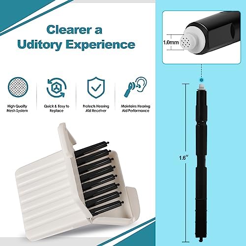 Hearing Aid Cleaning Kit, Hearing Aid Wax Guards Filters Cerumen,Hearing Aid Filters Compatible with Phonak,Widex and Resound Wax Traps Hear Clear Cleaning Kit Accessory ((8Filters Black 1Pack))