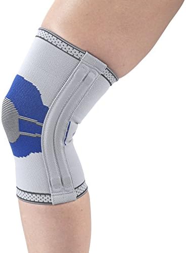 Champion Elastic Knee Support Compression Sleeve, with Flexible Stays, Gray (Side Stays), Small