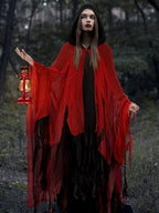 Geyoga Grim Reaper Costume Scary Hooded Cape Witch Costume Hooded Cape for Adult Women Man Cosplay Props