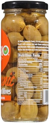 Mario Camacho Foods Greek Organic Green Olives Pitted with Touch of Olive Oil, 6.0 Ounce (170g)
