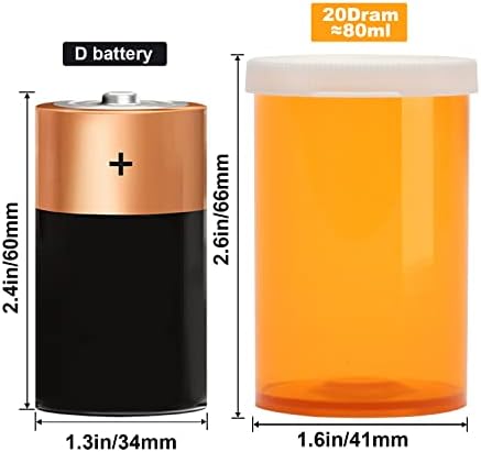 Empty Plastic Pill Bottles with Easy Open Snap Caps (Not Child Resistant), Prescription Medication Vials, Clear Containers, PillCases Dispenser Organizers (20 Dram, 12pcs)
