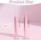 2 Pcs Sticker Tweezers, Craft Tweezers Scrapbooking Tools Precision Tweezer Pink Cute Crafting Tweezer for Stickers Lashes Electronics Scrapbooking (Pink)