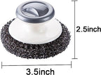 Stainless Steel Scrubber with Handle，Heavy Duty Cleaning Supplies for Pots, Pans, Grills, Ovens & Other Tough Jobs (2P)