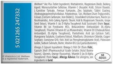 Vitabiotics Wellteen Her Plus Omega-3 - Advanced Nutritional Support for Teenagers and Young Women Ages 13-19 - 56 Tablets and Capsules