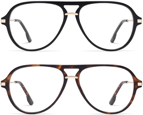 AMOMOMA Aviator Reading Glasses for Women Men Blue Light Blocking Lens Spring Temple AM6226