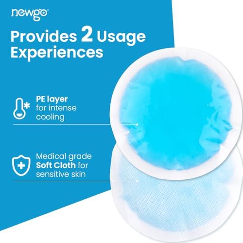 NEWGO Small Ice Packs for Injuries, 6 Pack Round Ice Packs for Face, FSA Eligible, Hot Cold Pack Circular Cold Compress with Cloth Backing & Sleeve for Pain Relief, Toothaches