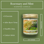 8oz Rosemary Mint Scented Candles for Home, 45 Hrs Soy Wax Candle for Stress Relief, House Aromatherapy Candle Fall Gifts for Men and Women