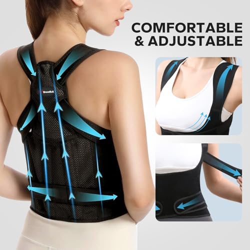 Posture Corrector for Men and Women, Adjustable Upper Back Brace, Comfortable Shoulder Support for Spine Alignment, Posture Training and Daily Wear Under Clothes (Small 26.8‘’-33.5‘’)