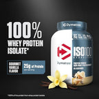 Dymatize ISO100 Whey Protein Powder Isolate, Vanilla, 25g of Protein, 3 Pound, 5.5g BCAAs, Less Than 120 Cal., Gluten Free, 1g Fat, 1g Sugar, 2g Carb (45 Servings)