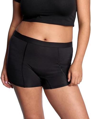 Thinx Ultra-Soft Period Underwear, Overnight Boy-Shorts Leakproof, Holds Up to 12 Regular Tampons*, Period Underwear for Women, Reusable & Controls Odor, Black, M