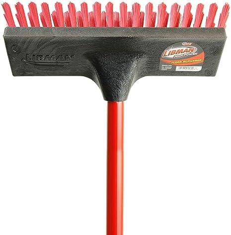 Libman Commercial 547 Floor Scrub, Steel Handle, 10.5" Wide, Red and Black (Pack of 6)